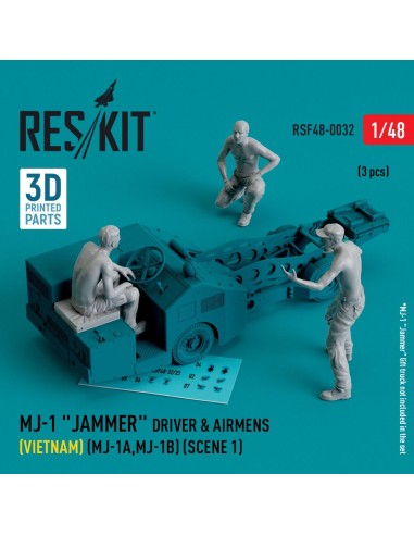 MJ-1 Jammer Driver & airmens (Vietnam) (MJ-1A,MJ-1B) (scene 1) (3 pcs) (3D Printed) 