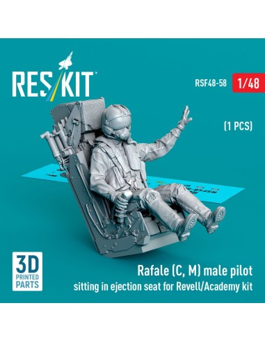Rafale (C, M) male pilot sitting in ejection seat for Revell/Academy kit (1 pcs) (3D Printed) 