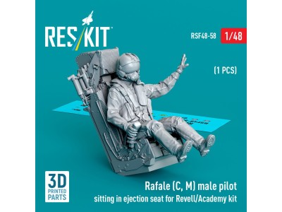 Rafale (C, M) male pilot sitting in ejection seat for Revell/Academy kit (1 pcs) (3D Printed) 