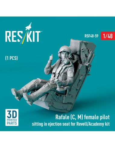 Rafale (C, M) female pilot sitting in ejection seat for Revell/Academy kit (1 pcs) (3D Printed) 