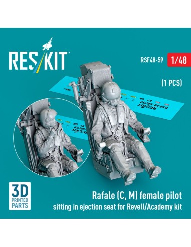 Rafale (C, M) female pilot sitting in ejection seat for Revell/Academy kit (1 pcs) (3D Printed) 