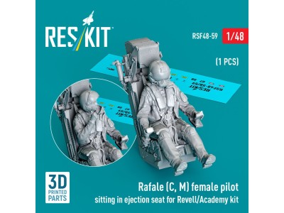 Rafale (C, M) female pilot sitting in ejection seat for Revell/Academy kit (1 pcs) (3D Printed) 