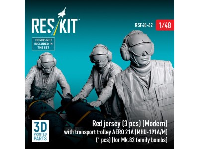 Red jersey (3 pcs) (Modern) with transport trolley AERO 21A (MHU-191A/M) (1 pcs) (for Mk.82 family bombs) (3D Printed) 
