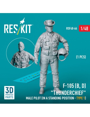 F-105 (D,F,G) Thunderchief male pilot (in a standing position - type 1) (1 pcs) (3D Printed) 