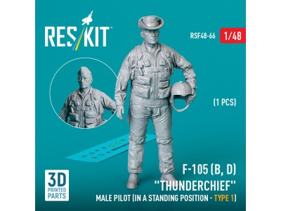 F-105 (D,F,G) Thunderchief male pilot (in a standing position - type 1) (1 pcs) (3D Printed) 
