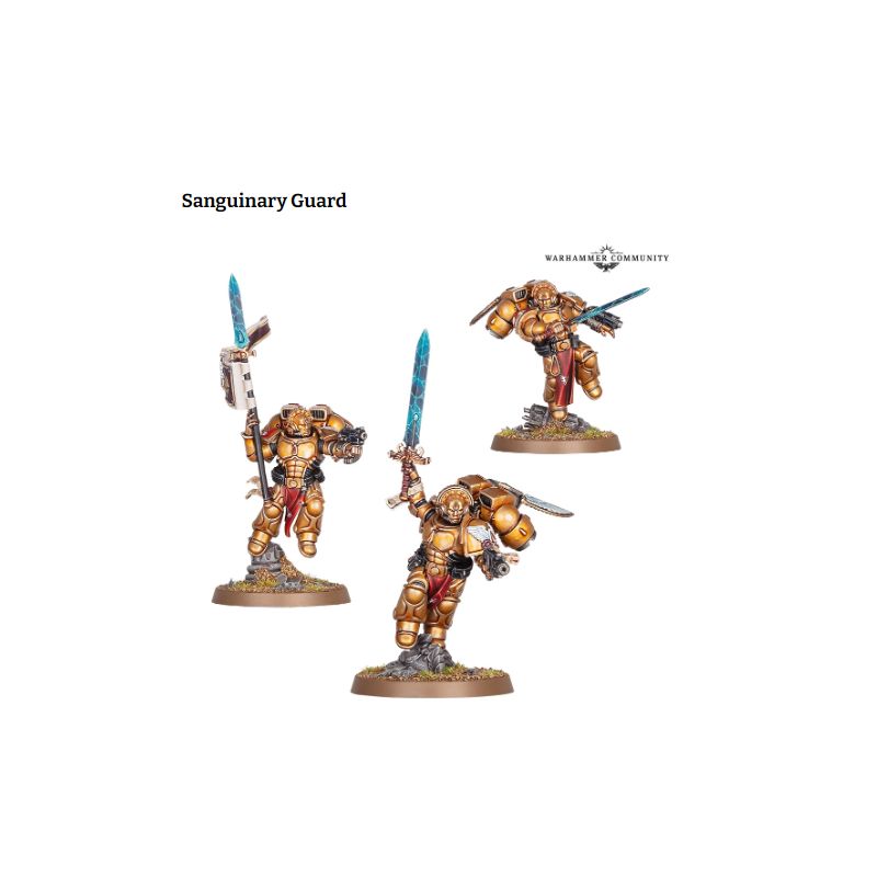 image des figurines BLOOD ANGELS: GARDE SANGUINIENNEsur leur socle sur fond blanc