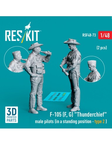 F-105 (F, G) Thunderchief male pilots (in a standing position - type 2) (2 pcs) (3D Printed) 