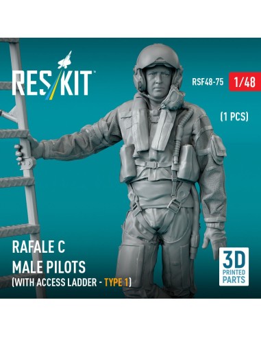 Rafale C male pilot with access ladder (type 1) (1 pcs) (3D Printed) 