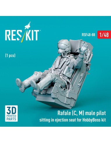 Rafale (C, M) male pilot sitting in ejection seat for HobbyBoss kit (1 pcs) (3D Printed) 