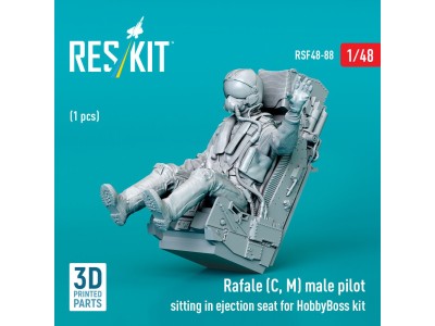 Rafale (C, M) male pilot sitting in ejection seat for HobbyBoss kit (1 pcs) (3D Printed) 