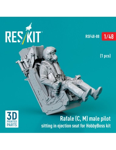 Rafale (C, M) male pilot sitting in ejection seat for HobbyBoss kit (1 pcs) (3D Printed) 