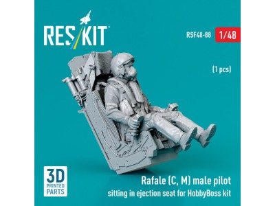 Rafale (C, M) male pilot sitting in ejection seat for HobbyBoss kit (1 pcs) (3D Printed) 