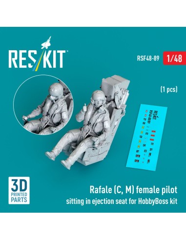 Rafale (C, M) female pilot sitting in ejection seat for HobbyBoss kit (1 pcs) (3D Printed) 