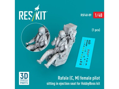Rafale (C, M) female pilot sitting in ejection seat for HobbyBoss kit (1 pcs) (3D Printed) 