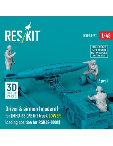 Driver & airmen (modern) (3 pcs) (MHU-83 D/E lift truck LOWER loading position for RSK48-0008) (3D Printed) 