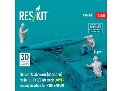 Driver & airmen (modern) (3 pcs) (MHU-83 D/E lift truck LOWER loading position for RSK48-0008) (3D Printed) 