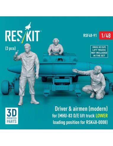 Driver & airmen (modern) (3 pcs) (MHU-83 D/E lift truck LOWER loading position for RSK48-0008) (3D Printed) 