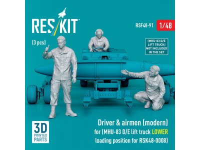 Driver & airmen (modern) (3 pcs) (MHU-83 D/E lift truck LOWER loading position for RSK48-0008) (3D Printed) 