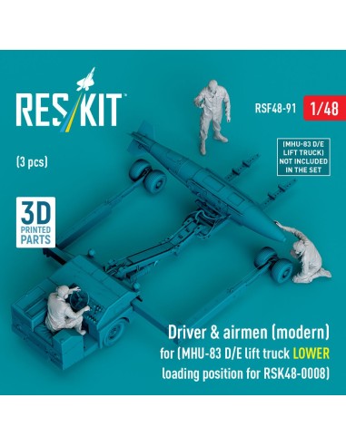 Driver & airmen (modern) (3 pcs) (MHU-83 D/E lift truck LOWER loading position for RSK48-0008) (3D Printed) 