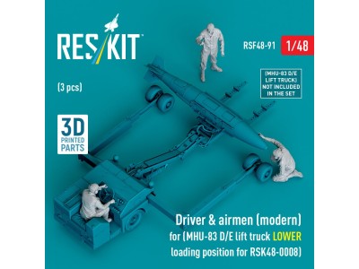 Driver & airmen (modern) (3 pcs) (MHU-83 D/E lift truck LOWER loading position for RSK48-0008) (3D Printed) 