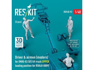 Driver & airmen (modern) (3 pcs) (MHU-83 D/E lift truck UPPER loading position for RSK48-0009) (3D Printed) 