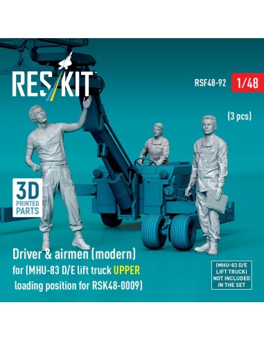 Driver & airmen (modern) (3 pcs) (MHU-83 D/E lift truck UPPER loading position for RSK48-0009) (3D Printed) 