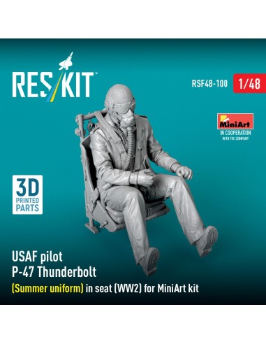 USAF pilot P-47 Thunderbolt (Summer uniform) in seat (WW2) for MiniArt kit (3D Printed) 