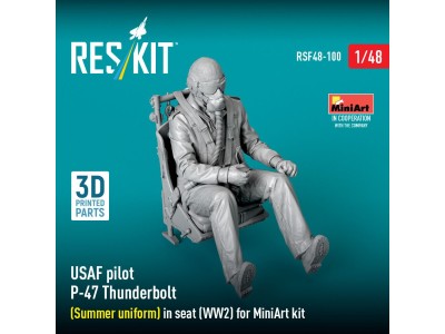 USAF pilot P-47 Thunderbolt (Summer uniform) in seat (WW2) for MiniArt kit (3D Printed) 