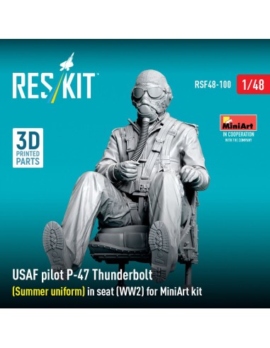 USAF pilot P-47 Thunderbolt (Summer uniform) in seat (WW2) for MiniArt kit (3D Printed) 