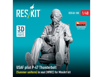 USAF pilot P-47 Thunderbolt (Summer uniform) in seat (WW2) for MiniArt kit (3D Printed) 