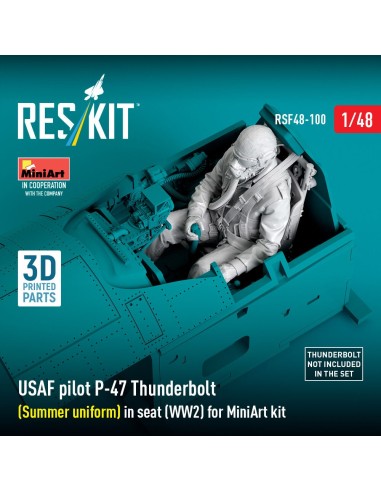 USAF pilot P-47 Thunderbolt (Summer uniform) in seat (WW2) for MiniArt kit (3D Printed) 
