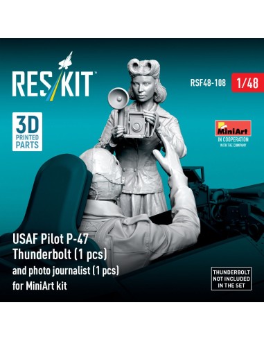 USAF Pilot P-47 Thunderbolt (1 pcs) and photo journalist (1 pcs) for MiniArt kit (3D Printed) 