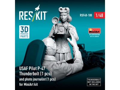 USAF Pilot P-47 Thunderbolt (1 pcs) and photo journalist (1 pcs) for MiniArt kit (3D Printed) 