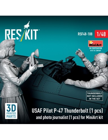 USAF Pilot P-47 Thunderbolt (1 pcs) and photo journalist (1 pcs) for MiniArt kit (3D Printed) 
