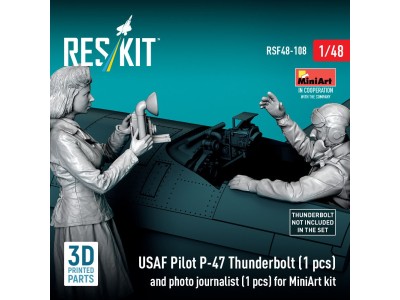USAF Pilot P-47 Thunderbolt (1 pcs) and photo journalist (1 pcs) for MiniArt kit (3D Printed) 