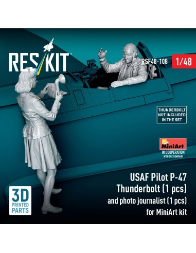 USAF Pilot P-47 Thunderbolt (1 pcs) and photo journalist (1 pcs) for MiniArt kit (3D Printed) 
