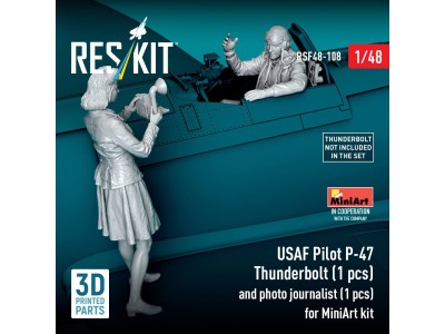USAF Pilot P-47 Thunderbolt (1 pcs) and photo journalist (1 pcs) for MiniArt kit (3D Printed) 