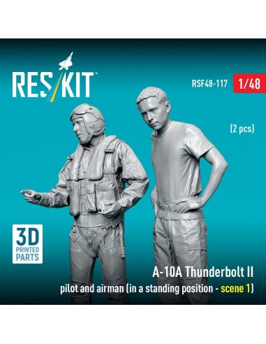 A-10? Thunderbolt II pilot and airman (in a standing position - scene 1) (2 pcs) (3D Printed) 