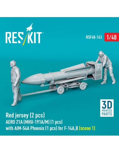 Red jersey (2 pcs) AERO 21A (MHU-191A/M) (1 pcs) with AIM-54A Phoenix (1 pcs) for F-14A,B (scene 1) (3D Printed) 