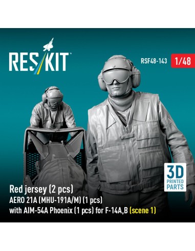 Red jersey (2 pcs) AERO 21A (MHU-191A/M) (1 pcs) with AIM-54A Phoenix (1 pcs) for F-14A,B (scene 1) (3D Printed) 