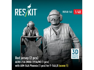 Red jersey (2 pcs) AERO 21A (MHU-191A/M) (1 pcs) with AIM-54A Phoenix (1 pcs) for F-14A,B (scene 1) (3D Printed) 
