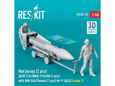 Red jersey (2 pcs) AERO 21A (MHU-191A/M) (1 pcs) with AIM-54A Phoenix (1 pcs) for F-14A,B (scene 1) (3D Printed) 