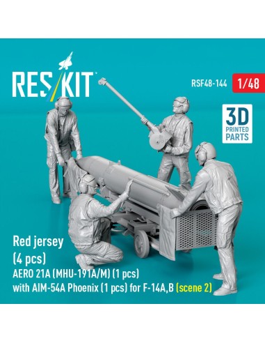 Red jersey (4 pcs) AERO 21A (MHU-191A/M) (1 pcs) with AIM-54A Phoenix (1 pcs) for F-14A,B (scene 2) (3D Printed) 