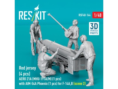 Red jersey (4 pcs) AERO 21A (MHU-191A/M) (1 pcs) with AIM-54A Phoenix (1 pcs) for F-14A,B (scene 2) (3D Printed) 