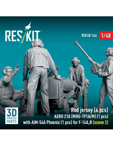 Red jersey (4 pcs) AERO 21A (MHU-191A/M) (1 pcs) with AIM-54A Phoenix (1 pcs) for F-14A,B (scene 2) (3D Printed) 