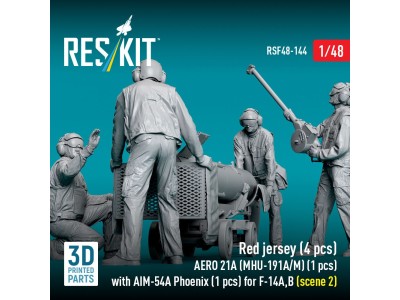 Red jersey (4 pcs) AERO 21A (MHU-191A/M) (1 pcs) with AIM-54A Phoenix (1 pcs) for F-14A,B (scene 2) (3D Printed) 