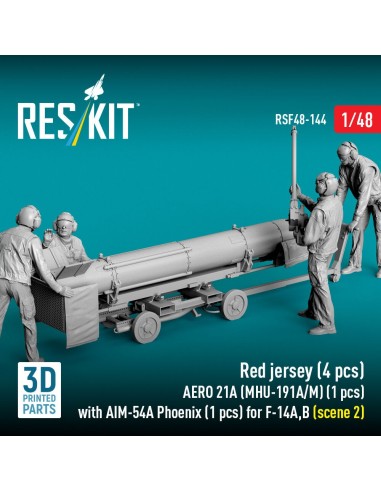 Red jersey (4 pcs) AERO 21A (MHU-191A/M) (1 pcs) with AIM-54A Phoenix (1 pcs) for F-14A,B (scene 2) (3D Printed) 