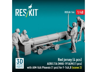 Red jersey (4 pcs) AERO 21A (MHU-191A/M) (1 pcs) with AIM-54A Phoenix (1 pcs) for F-14A,B (scene 2) (3D Printed) 
