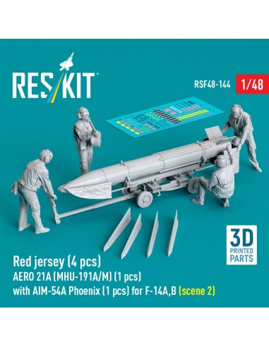 Red jersey (4 pcs) AERO 21A (MHU-191A/M) (1 pcs) with AIM-54A Phoenix (1 pcs) for F-14A,B (scene 2) (3D Printed) 