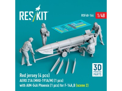 Red jersey (4 pcs) AERO 21A (MHU-191A/M) (1 pcs) with AIM-54A Phoenix (1 pcs) for F-14A,B (scene 2) (3D Printed) 